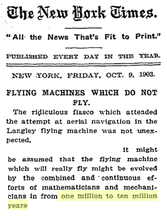1903 NYT article on flying machines